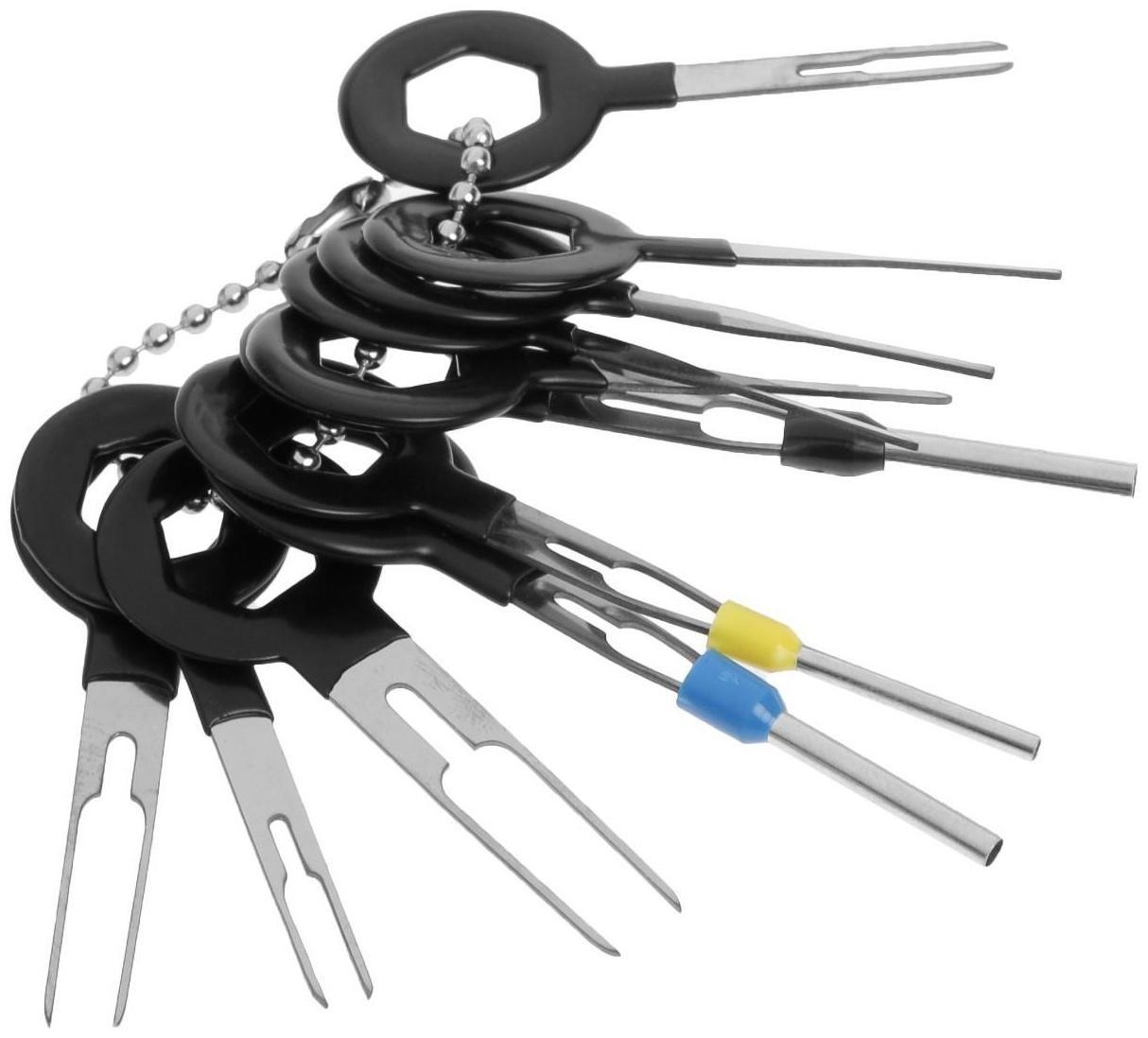 Инструмент для автоэлектроники, прорезиненный, набор 11 предметов
