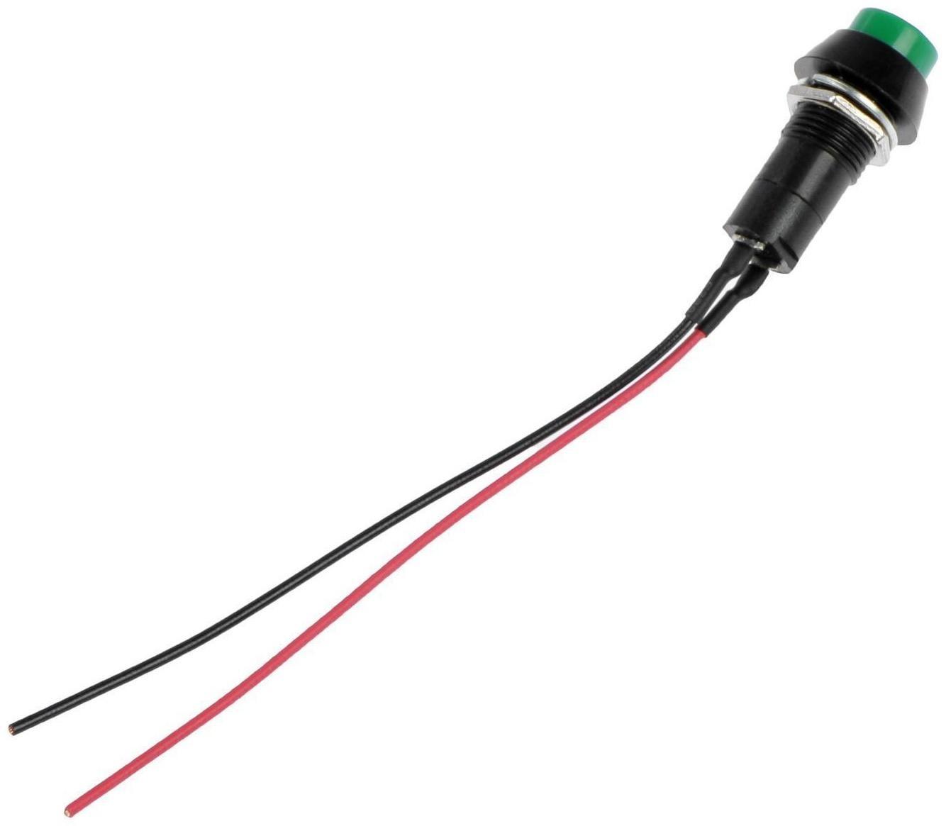 Выключатель кнопочный с фиксацией, d 1.5 см, провод 10 см, зеленый