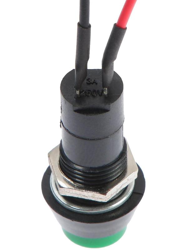 Выключатель кнопочный с фиксацией, d 1.5 см, провод 10 см, зеленый