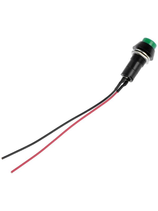 Выключатель кнопочный с фиксацией, d 1.5 см, провод 10 см, зеленый