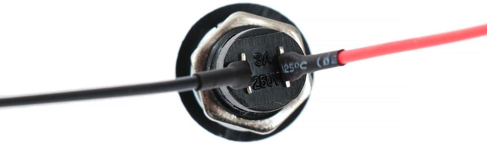 Выключатель кнопочный без фиксации, d 1.5 см, провод 10 см, красный