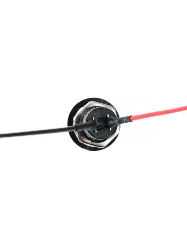 Выключатель кнопочный без фиксации, d 1.5 см, провод 10 см, красный