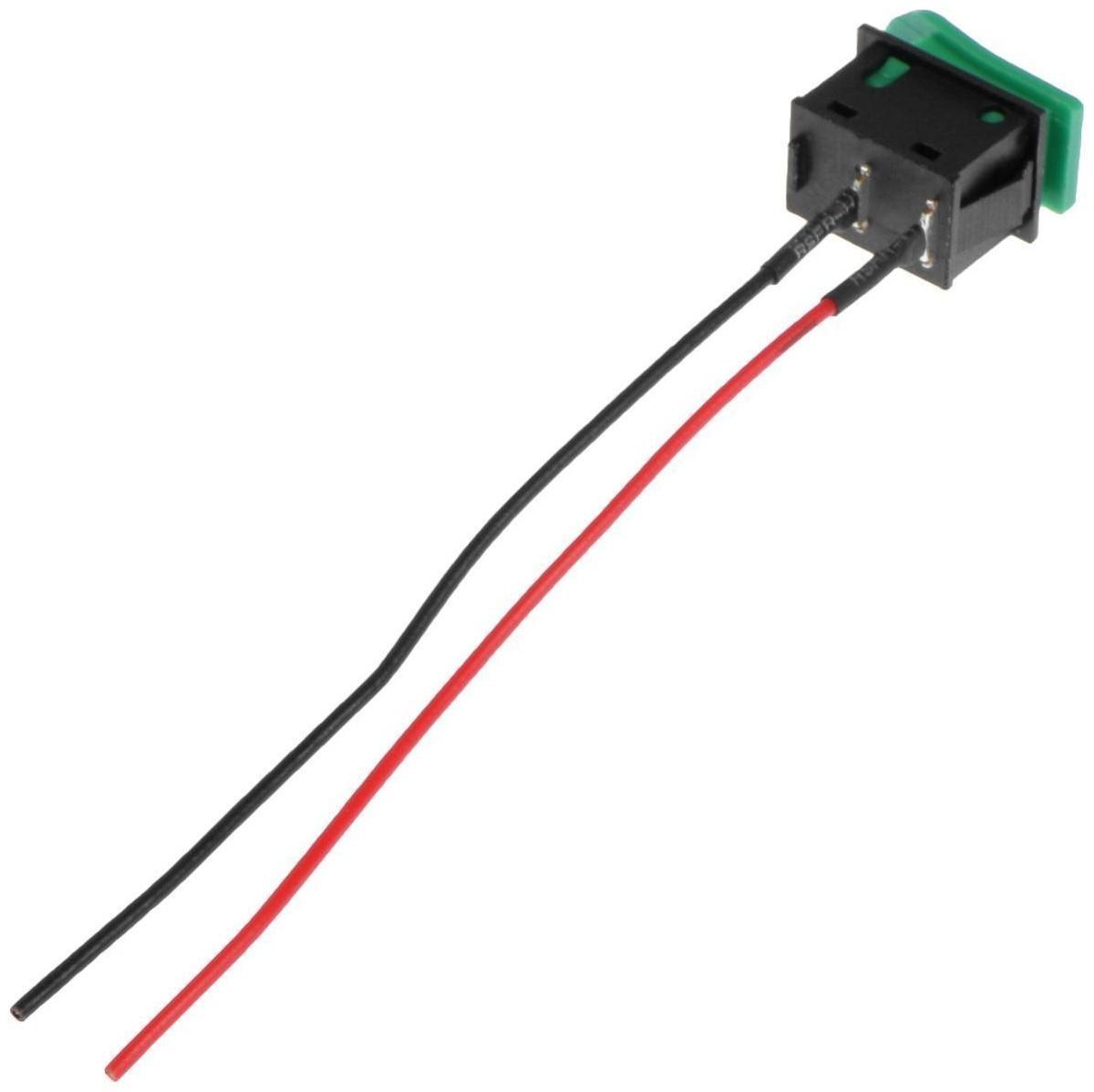 Выключатель клавишный с фиксацией, провод 10 см, зеленый