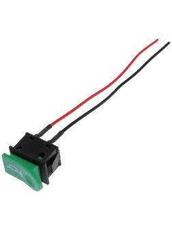 Выключатель клавишный с фиксацией, провод 10 см, зеленый