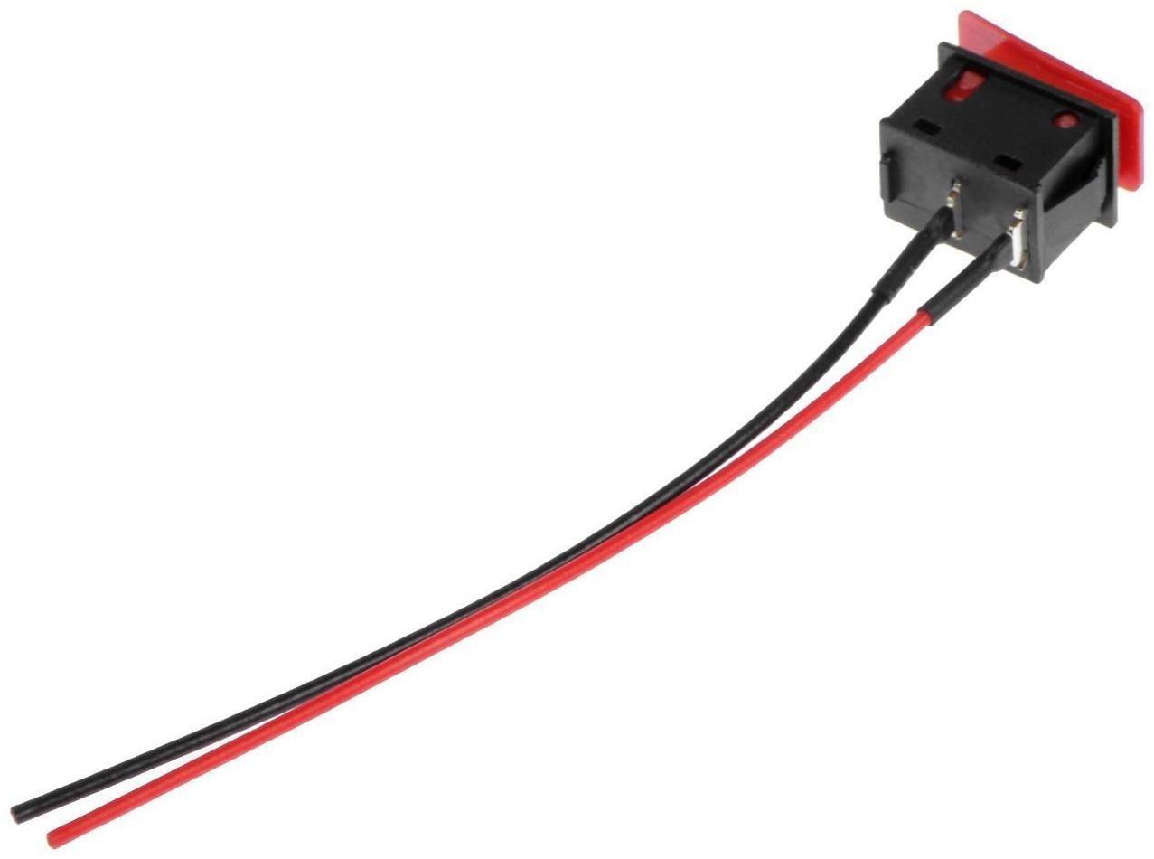 Выключатель клавишный с фиксацией, провод 10 см, красный