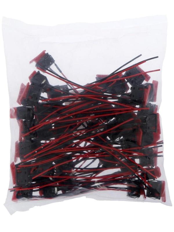 Выключатель клавишный с фиксацией, провод 10 см, красный