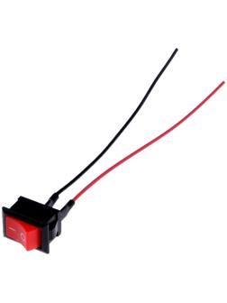 Выключатель клавишный с фиксацией, провод 10 см, красный