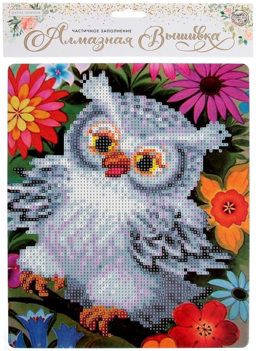 Алмазная вышивка с частичным заполнением «Сова в цветах» с подставкой