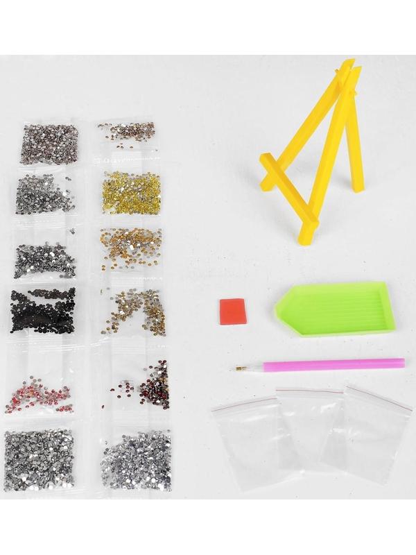 Алмазная вышивка с частичным заполнением «Сова в цветах» с подставкой