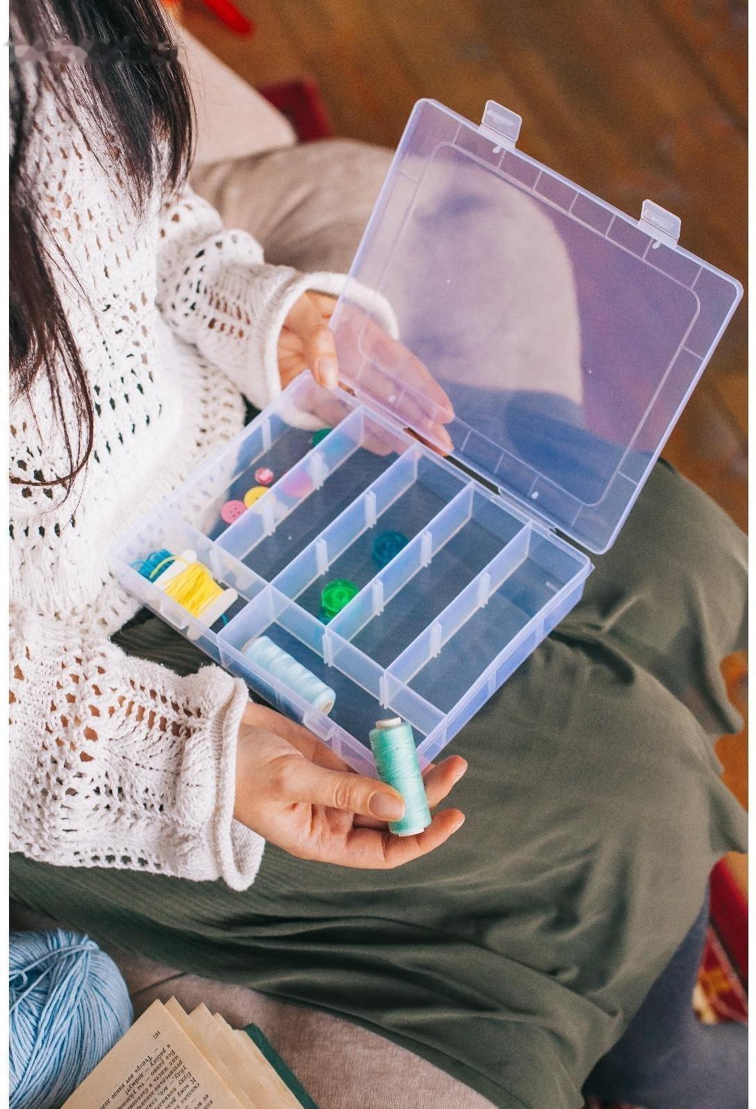 Органайзер для рукоделия, со съёмными ячейками, 20 отделений, 22,5 × 18 × 4 см, цвет прозрачный