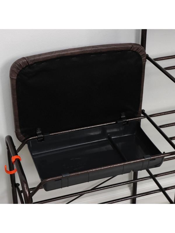 Подставка для обуви с сиденьем и ящиком, 5 ярусов, 88,4×29,8×94,5 см, цвет медный антик