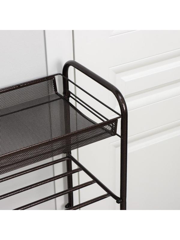 Подставка для обуви с сиденьем и ящиком, 5 ярусов, 88,4×29,8×94,5 см, цвет медный антик