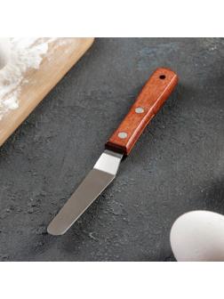 Лопатка-палетка с деревянной ручкой, изогнутая, 19,5 см