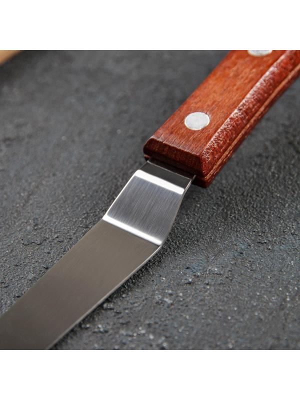 Лопатка-палетка с деревянной ручкой, изогнутая, 19,5 см