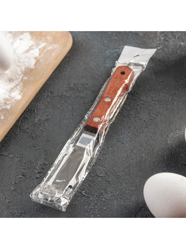 Лопатка-палетка с деревянной ручкой, изогнутая, 19,5 см