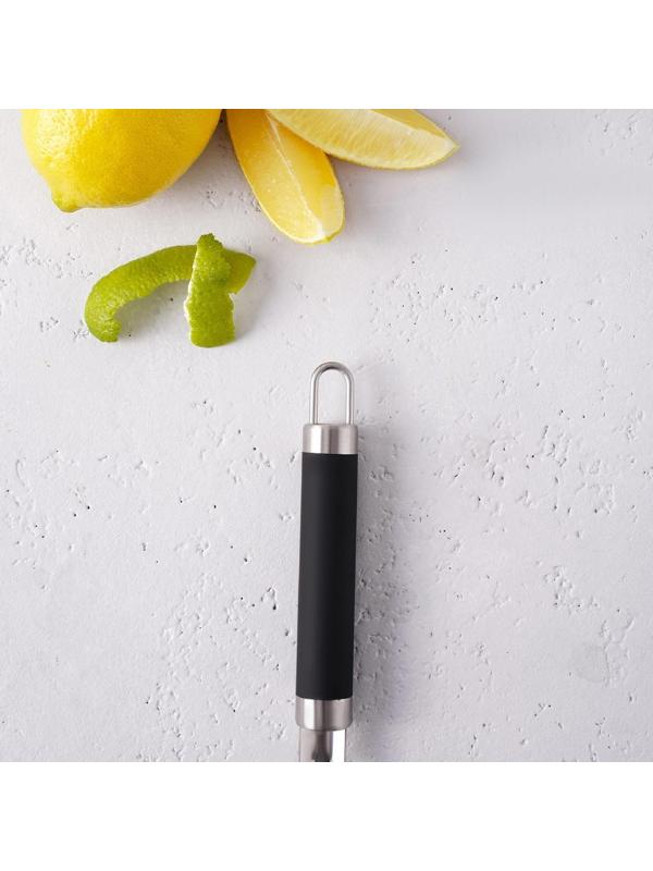 Овощечистка вертикальная Доляна «Нео», 18,5 см, ручка soft-touch, цвет чёрный