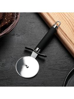 Нож для пиццы и теста Доляна «Нео», 20 см, ручка soft-touch, цвет чёрный