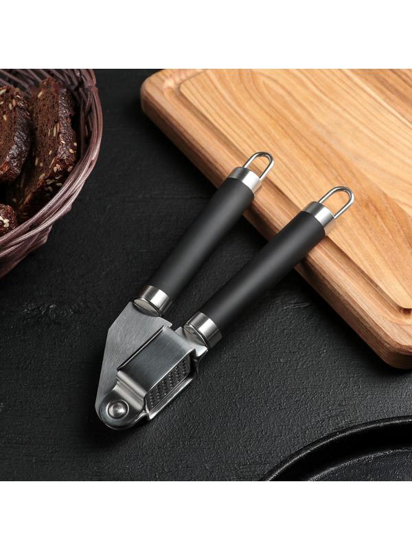 Пресс для чеснока Доляна «Нео», 18,5 см, ручка soft-touch, цвет чёрный