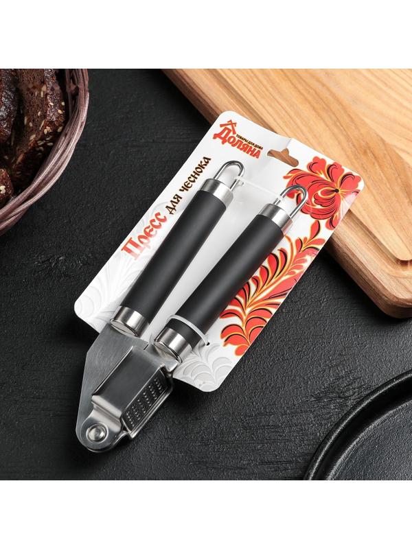 Пресс для чеснока Доляна «Нео», 18,5 см, ручка soft-touch, цвет чёрный