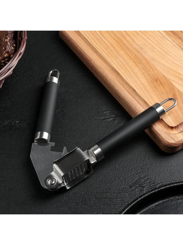 Пресс для чеснока Доляна «Нео», 18,5 см, ручка soft-touch, цвет чёрный