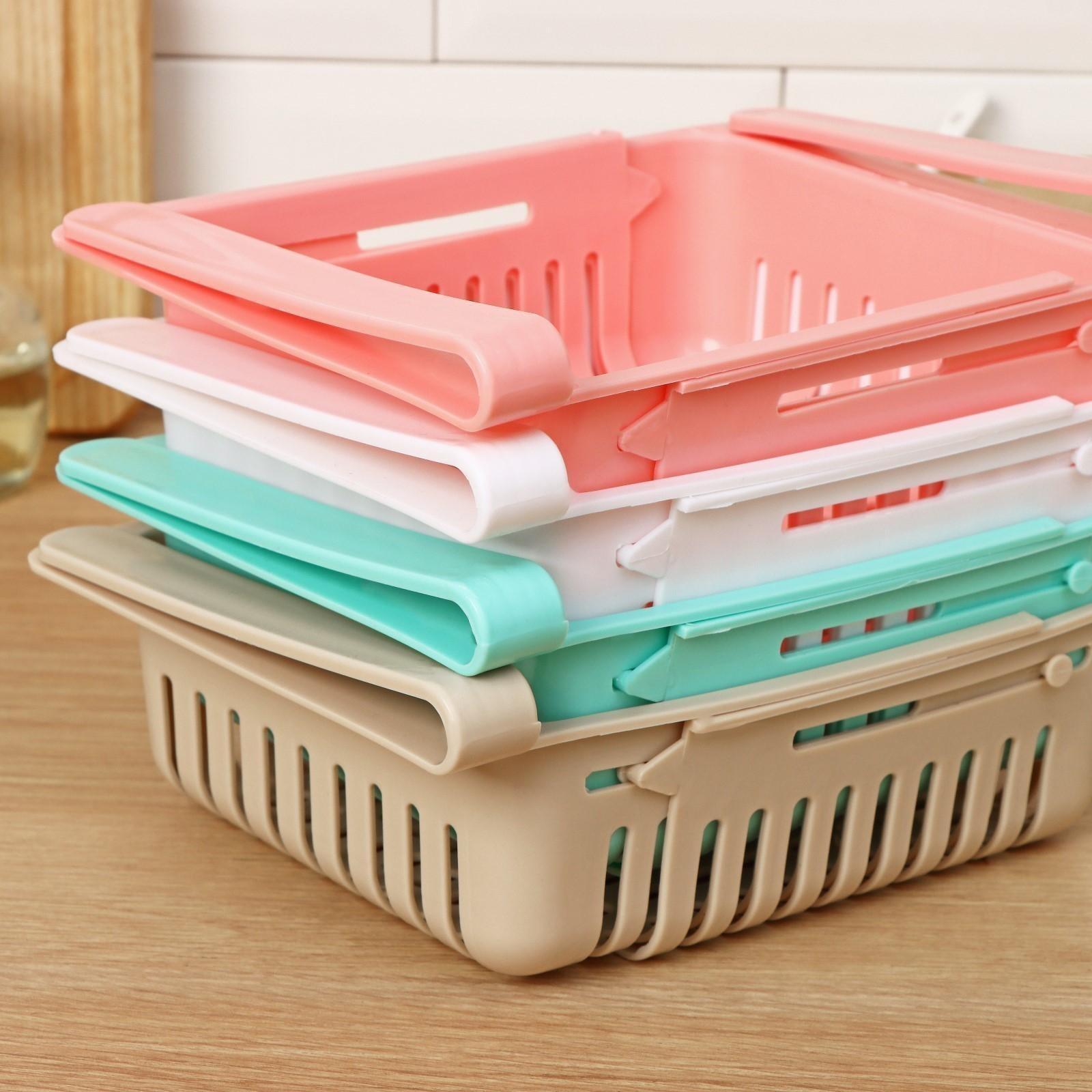 Полка подвесная в холодильник, раздвижная 23(28)×16,5×8 см, цвет МИКС