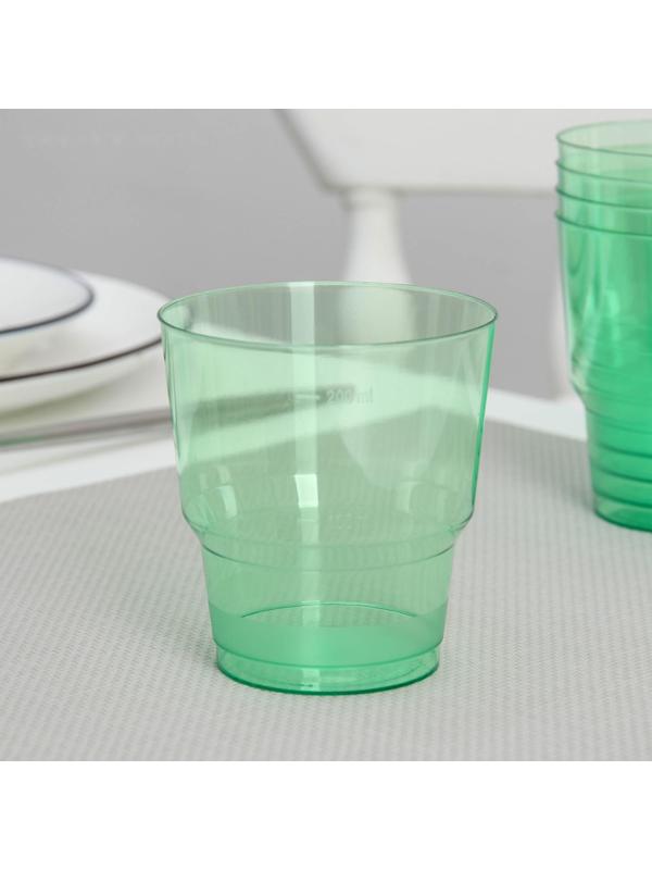 Стакан одноразовый «Кристалл», 200 мл, цвет зелёный