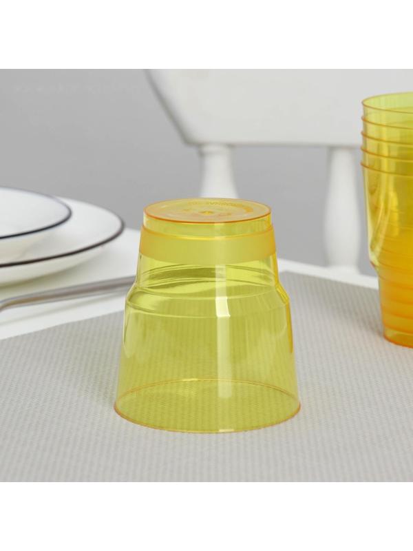 Стакан одноразовый «Кристалл», 200 мл, цвет жёлтый