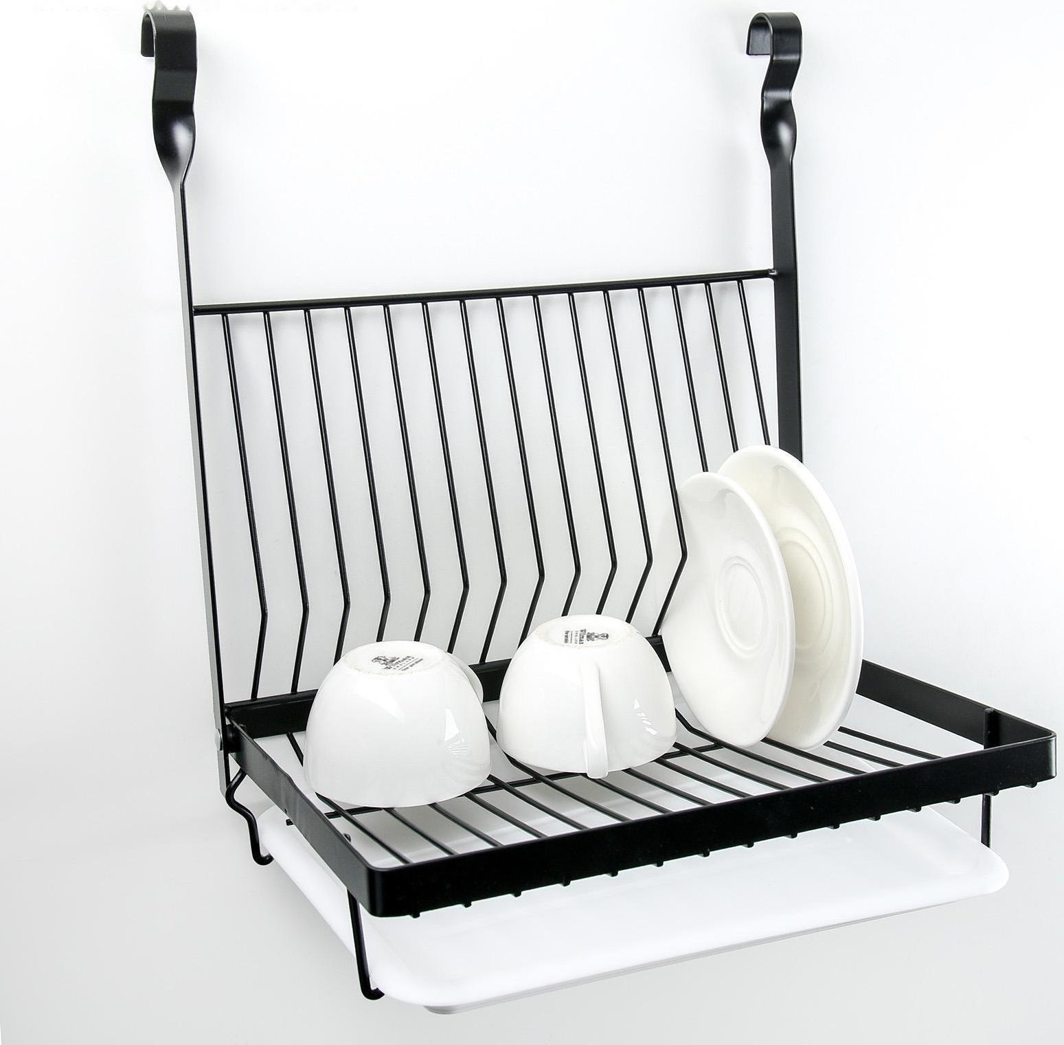 Полка на рейлинг с поддоном, 29,6×24×38 см, цвет чёрный
