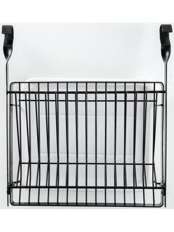 Полка на рейлинг с поддоном, 29,6×24×38 см, цвет чёрный