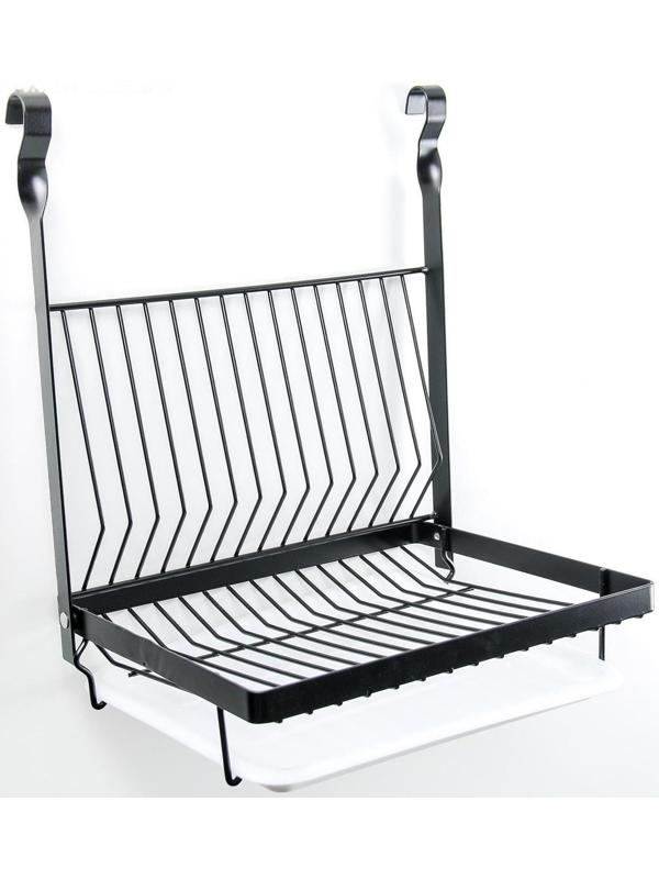 Полка на рейлинг с поддоном, 29,6×24×38 см, цвет чёрный