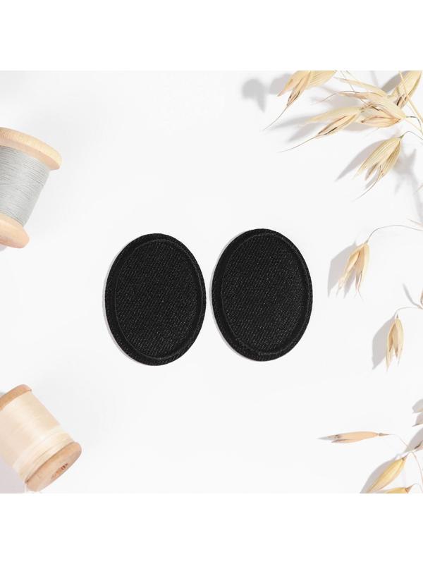 Заплатка для одежды «Овал», 4,2 × 3 см, термоклеевая, цвет чёрный