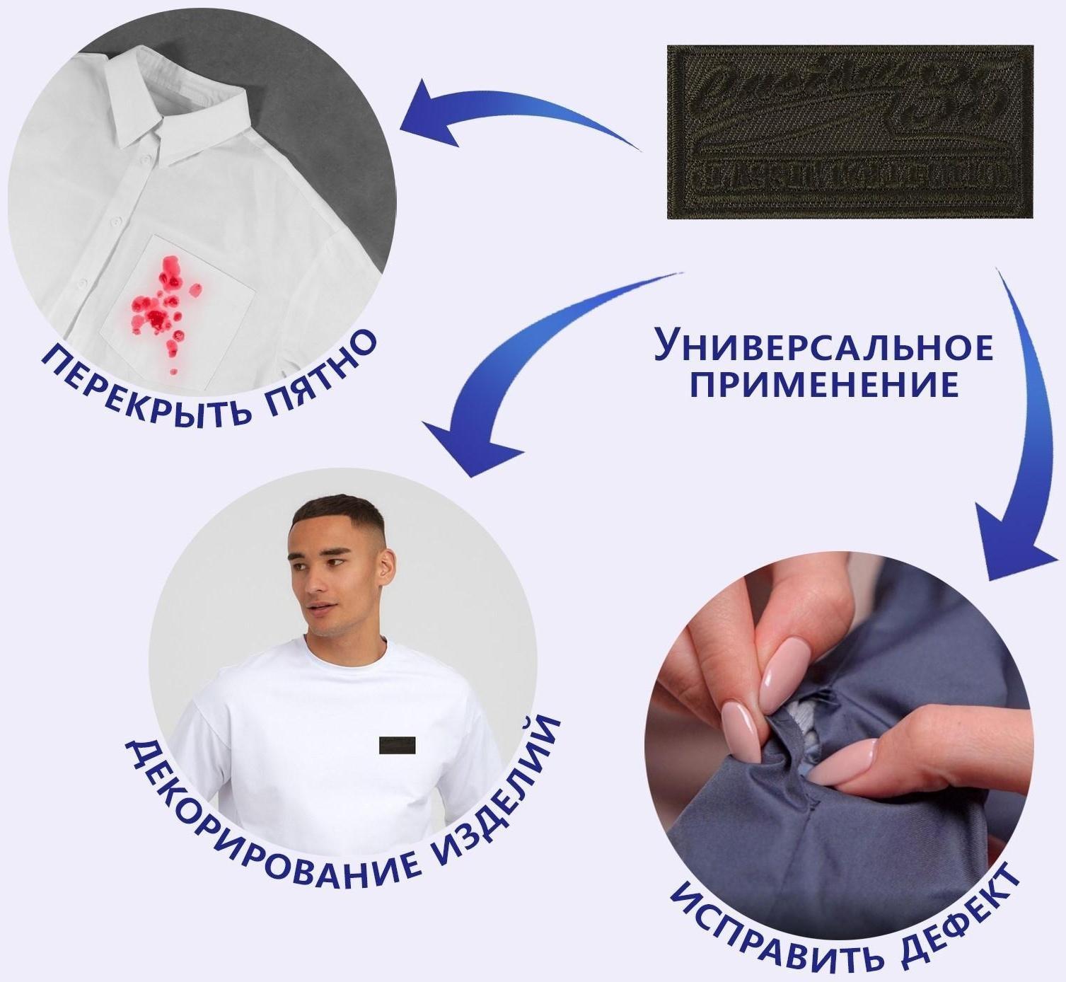 Термоаппликация «Прямоугольник», 6,5 × 3,3 см, цвет хаки