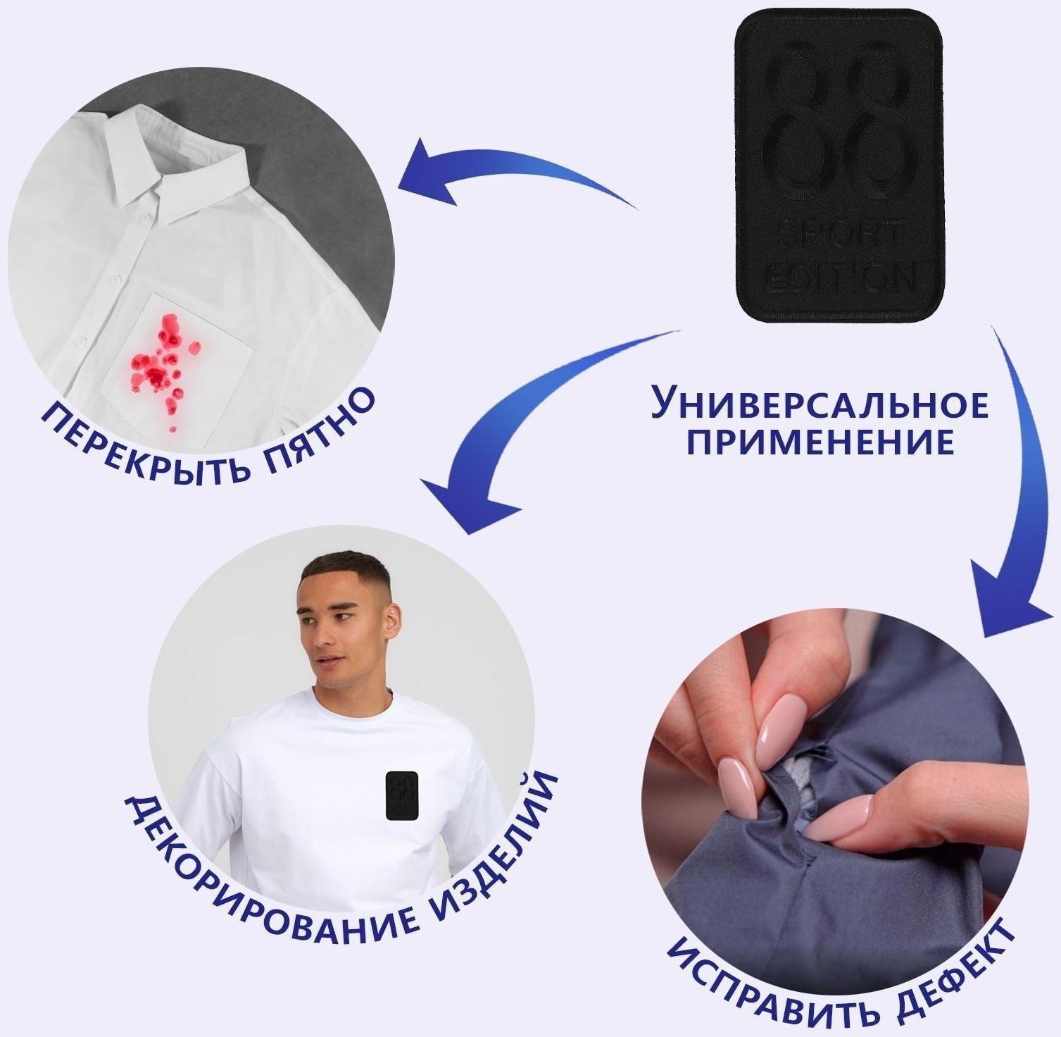 Термоаппликация «Sport», 11,5 × 7,7 см, цвет чёрный