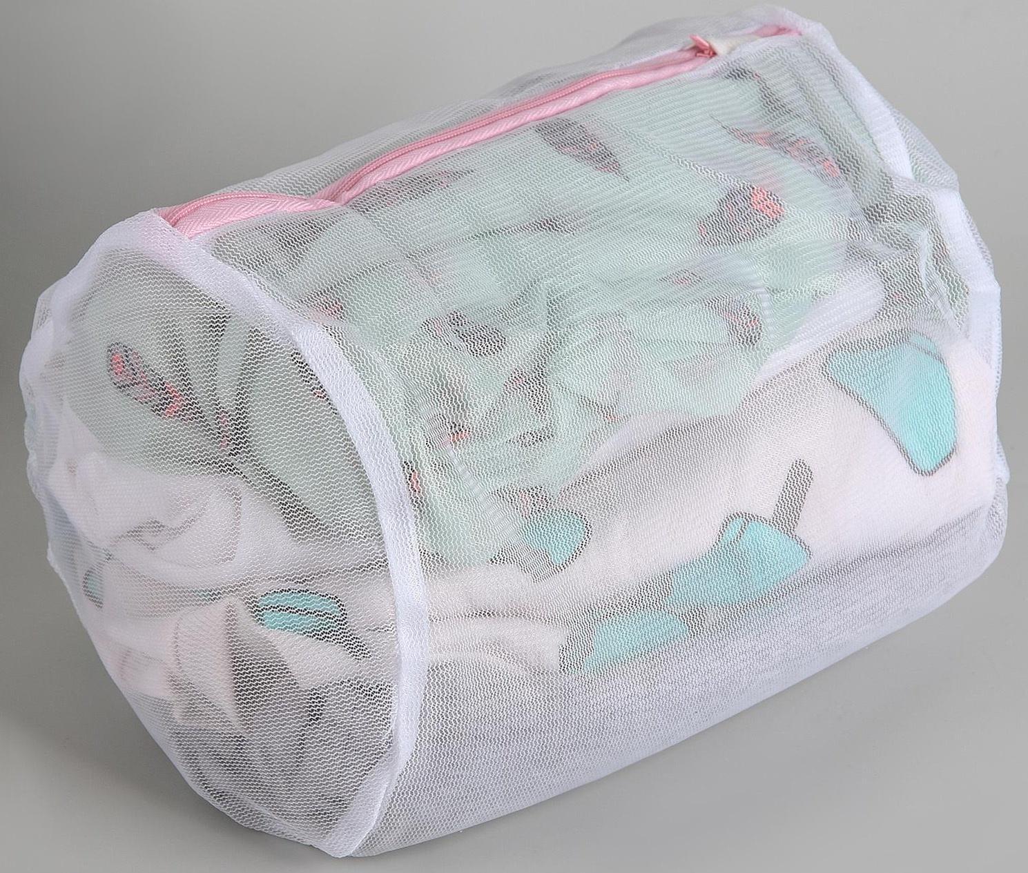 Мешок для стирки белья Доляна, 20×25 см, мелкая сетка, цвет белый