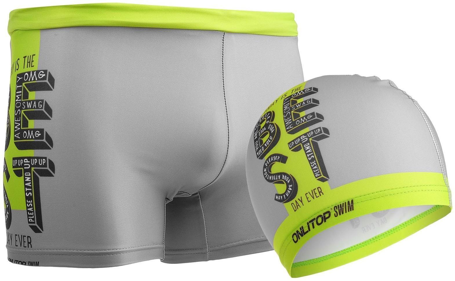 Плавки для мальчиков + шапочка, комплект, р. 26, рост 110 см, обхват 46-52 см