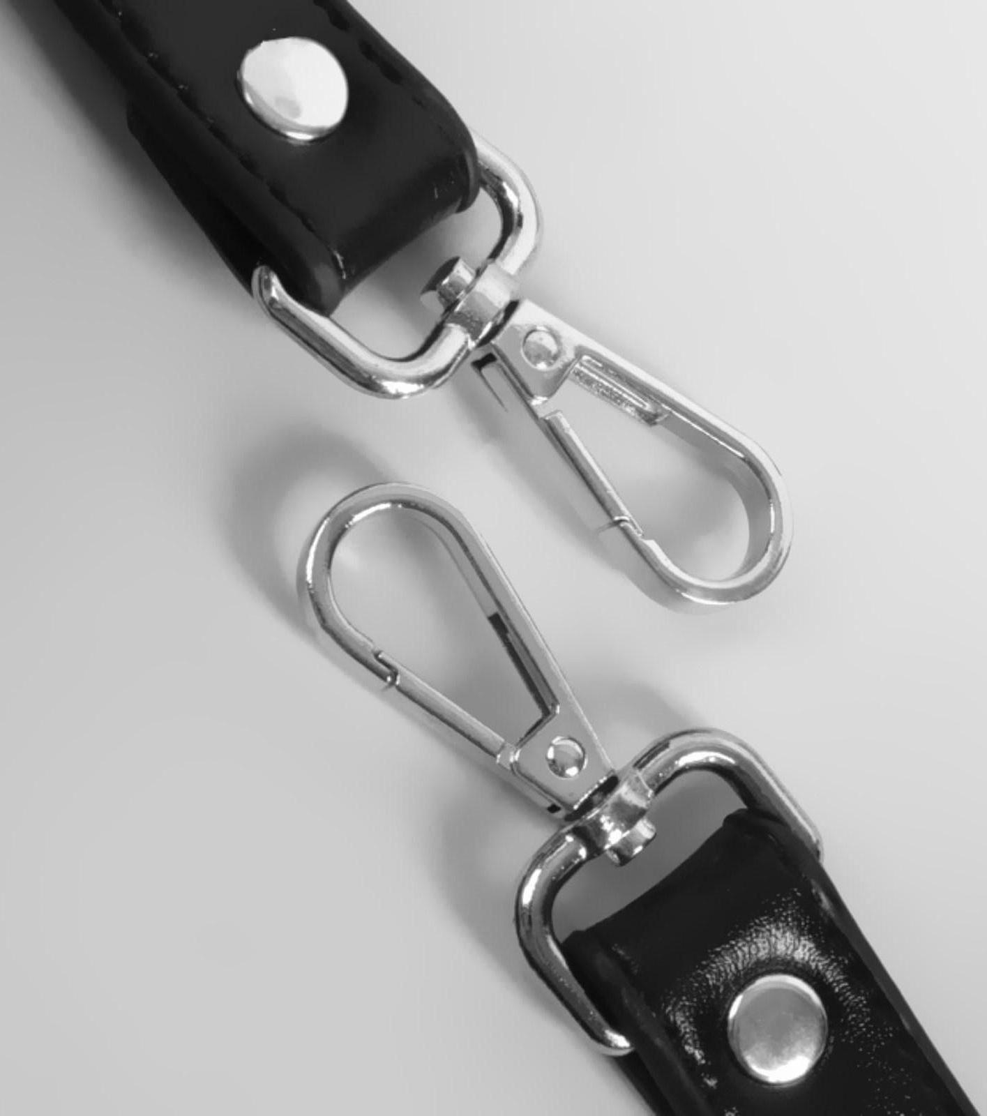 Ручка для сумки, с карабинами, 60 × 2 см, цвет чёрный