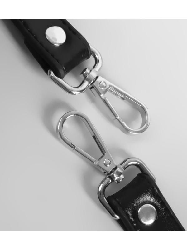 Ручка для сумки, с карабинами, 60 × 2 см, цвет чёрный