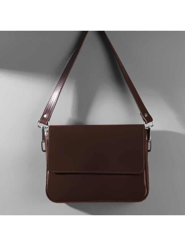 Ручка для сумки, с карабинами, 60 × 2 см, цвет коричневый