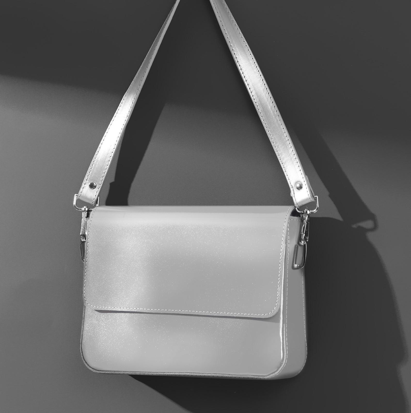 Ручка для сумки, с карабинами, 60 × 2 см, цвет серебряный