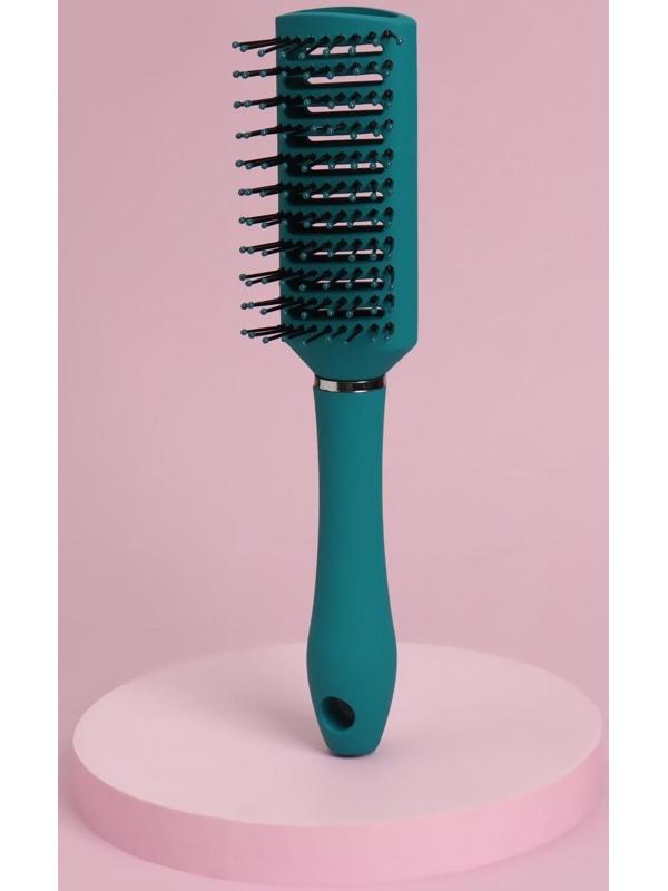Расчёска массажная, вентилируемая, 5,5 × 23 см, цвет зелёный