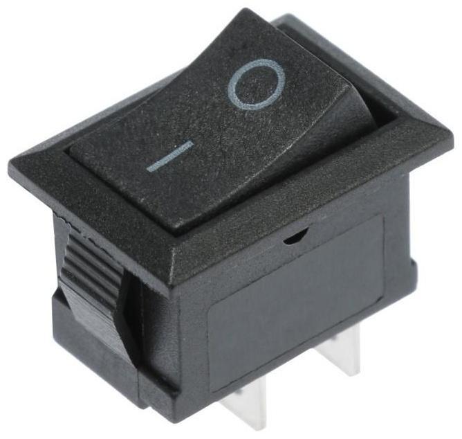 Клавишный выключатель, 250 В, 6 А, ON-OFF, 2c, черный