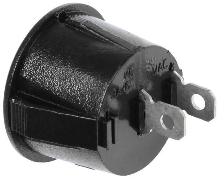 Клавишный выключатель круглый, 250 В, 6 А, ON-OFF, 2c, черный