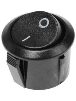 Клавишный выключатель круглый, 250 В, 6 А, ON-OFF, 2c, черный