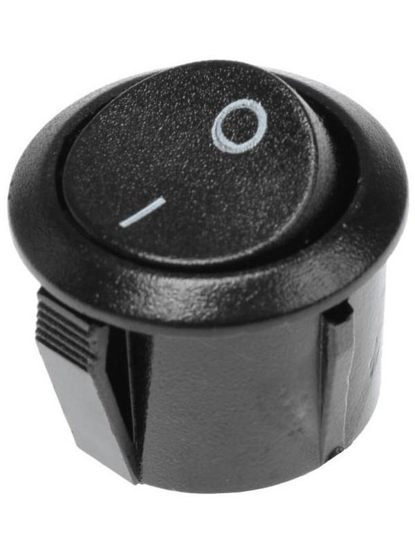 Клавишный выключатель круглый, 250 В, 6 А, ON-OFF, 2c, черный