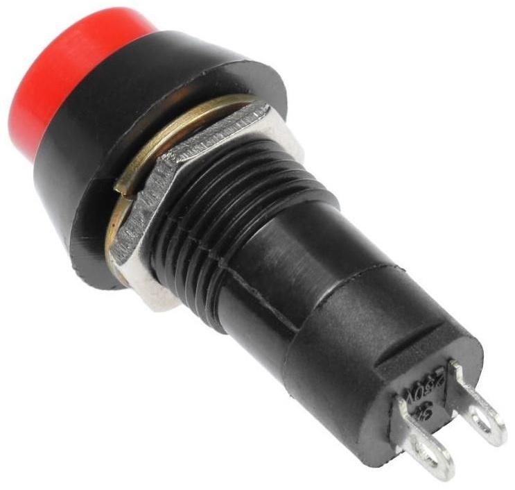 Кнопка-выключатель, 250 В, 1 А, ON-OFF, 2с, с фиксацией, красная