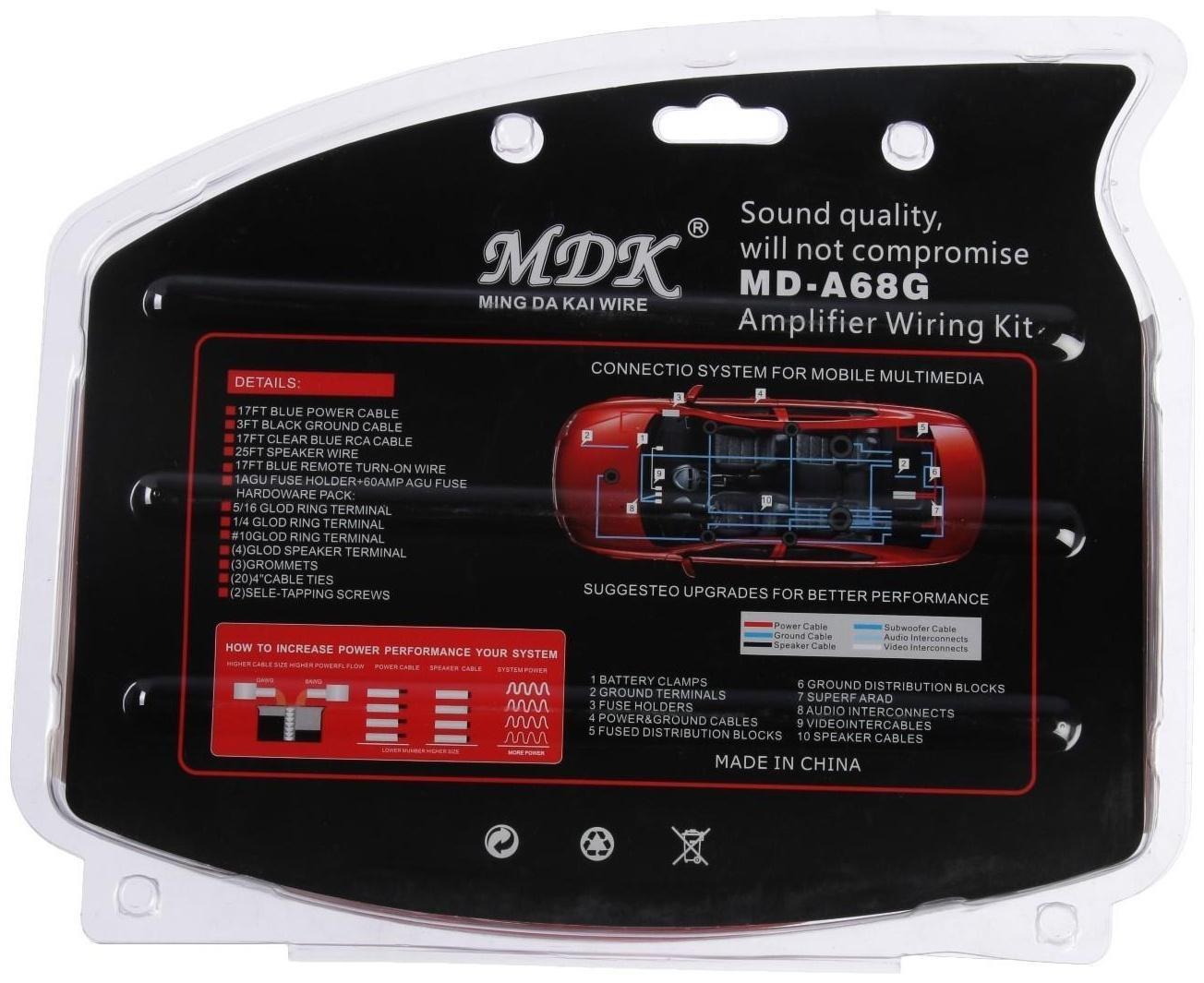 Установочный комплект проводов 8GA, 1600 Вт, 4 предмета