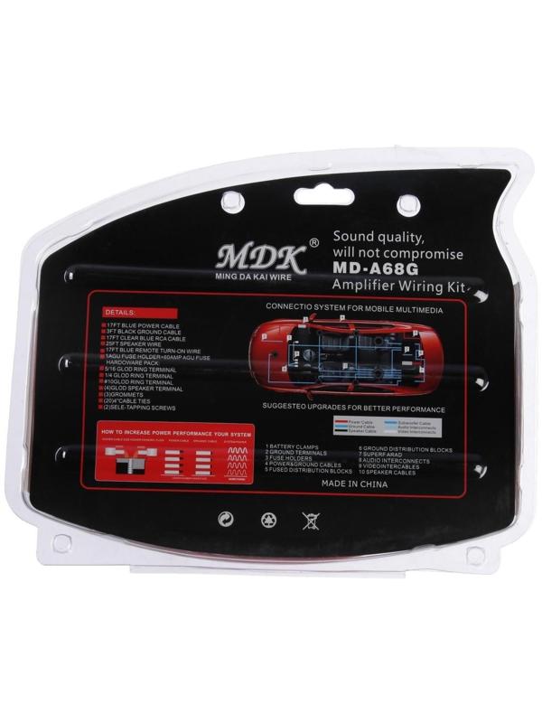 Установочный комплект проводов 8GA, 1600 Вт, 4 предмета