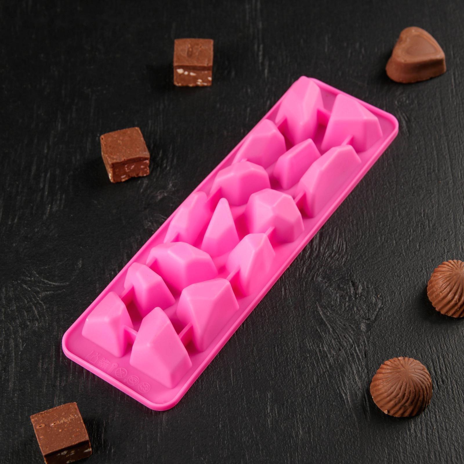 Форма для льда и кондитерских украшений Доляна «Для напитков», 23,5×7 см, силикон, 15 ячеек, цвет МИКС