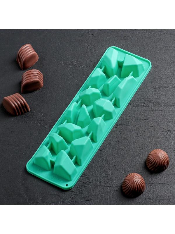 Форма для льда и кондитерских украшений Доляна «Для напитков», 23,5×7 см, силикон, 15 ячеек, цвет МИКС