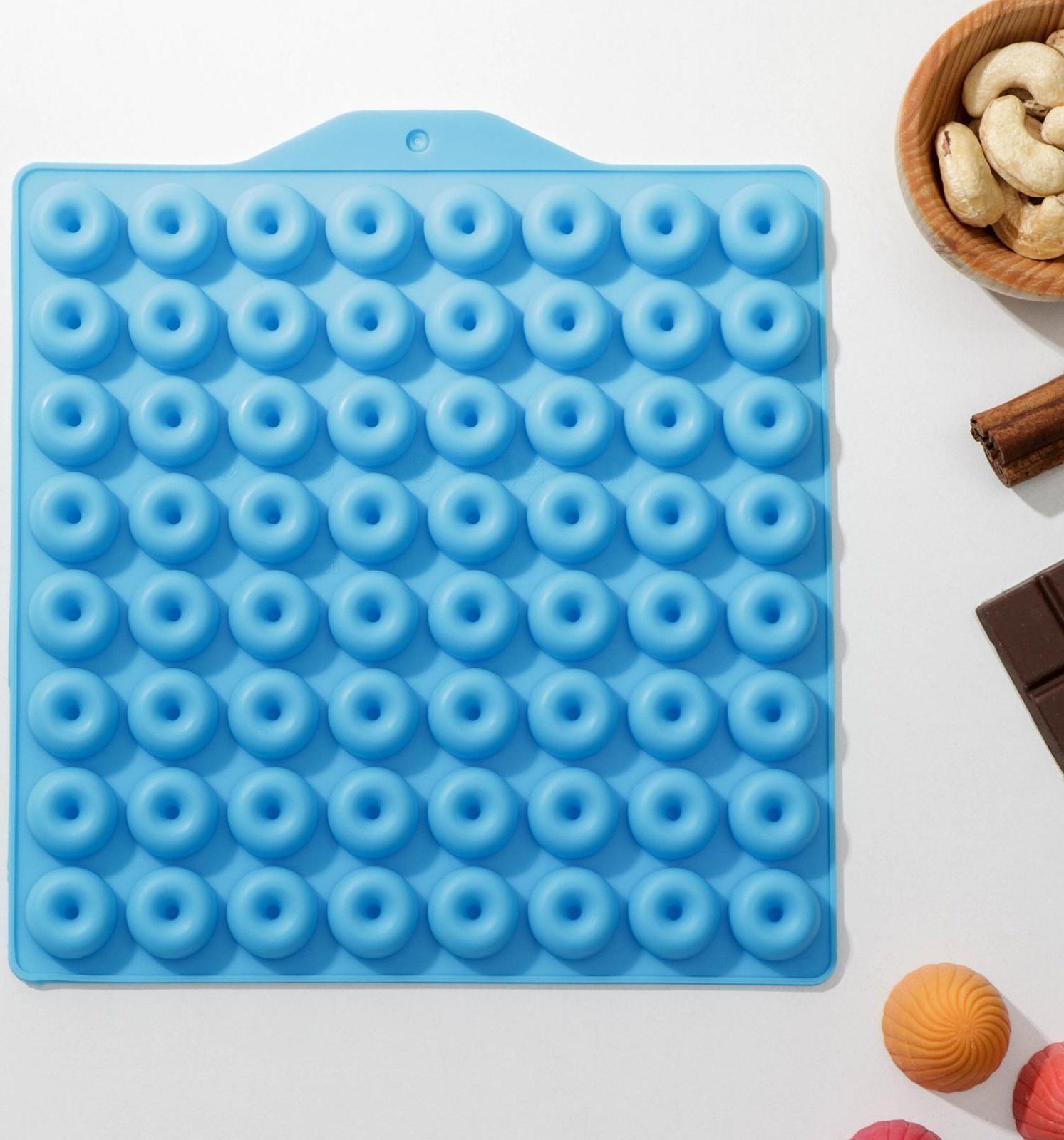 Форма для мармелада «Пончики», 21,5×20 см, 64 ячейки (d=2 см), цвет МИКС